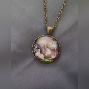 Pendant necklace with fairies of the garden NIB